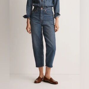 Madewell Balloon Jeans 28 High Rise Barrel Leg Tapered Denim Blue Vintage Wash